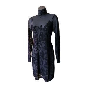 Worth Black Lacey Tape work dress Sheer Stretchy Size 2